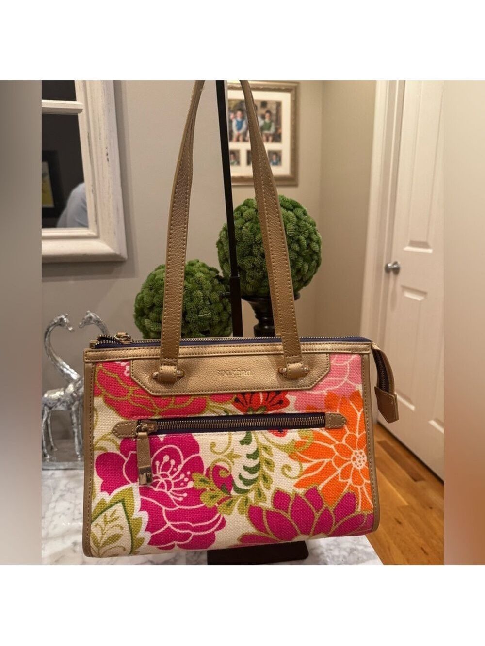 Spartina 449 - Carson Cottage Bella Shoulder Bag - EUC Canvas/Leather